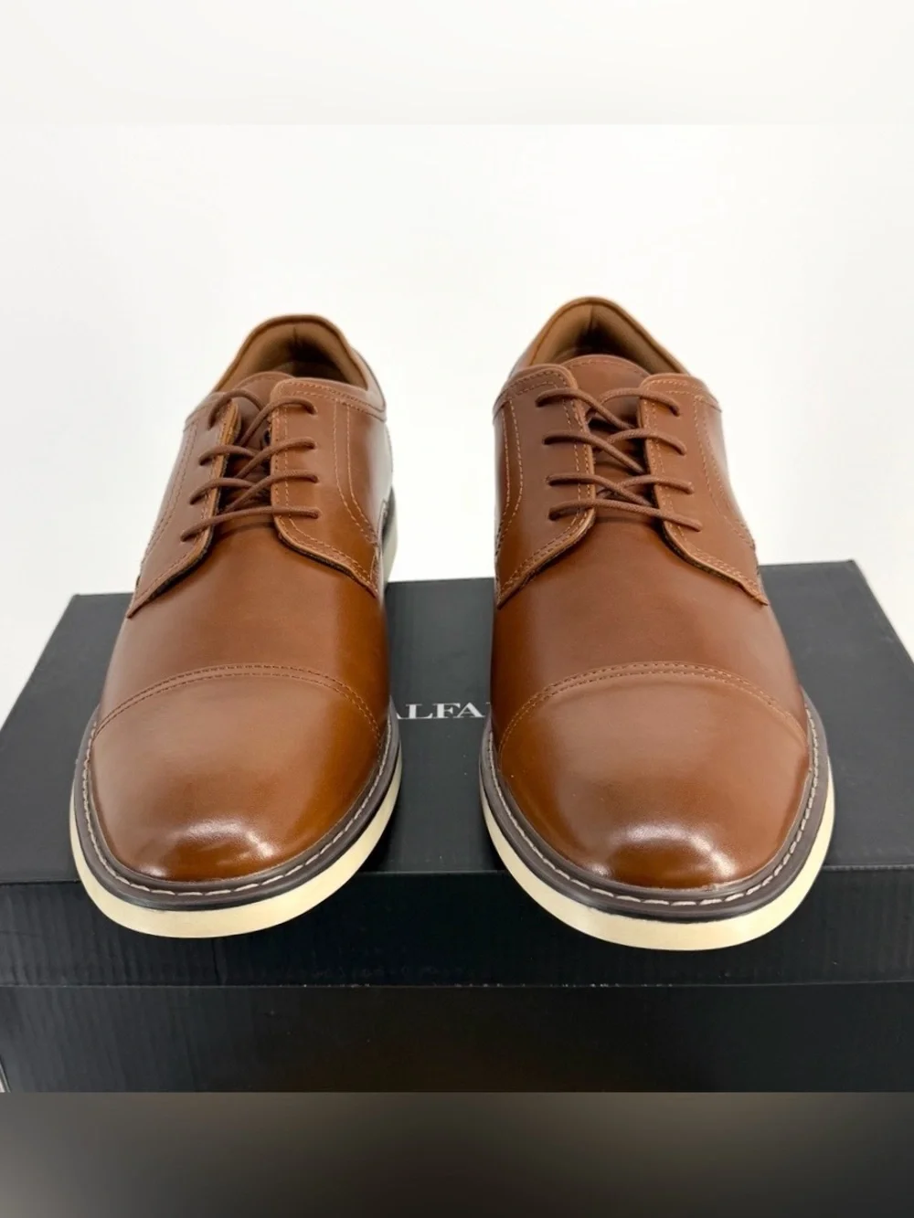 Alfani Theo Cap Toe Derby Mens Dress Shoes Tan Size 13 Memory Foam New In Box